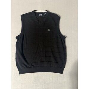 Chaps Mens Classic Fit V-Neck Sweater Vest Sleeveless navy blue Pullover sz L
